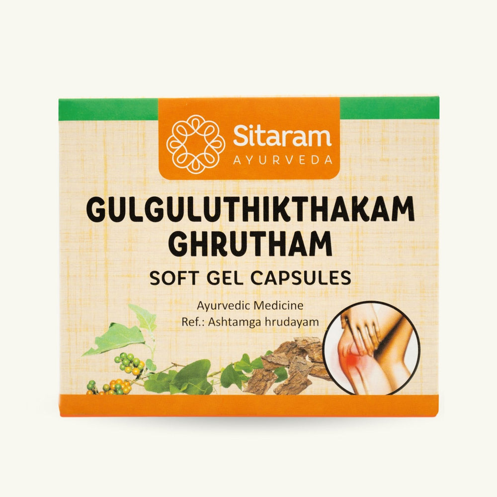 Sitaram Ayurveda, Gulgulu Thiktakam Ghrutham Softgel-Kapseln, 100 Kapseln, ayurvedisches Nahrungserganzungsmittel