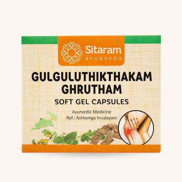Sitaram Ayurveda, Gulgulu Thiktakam Ghrutham Softgel-Kapseln, 100 Kapseln, ayurvedisches Nahrungserganzungsmittel